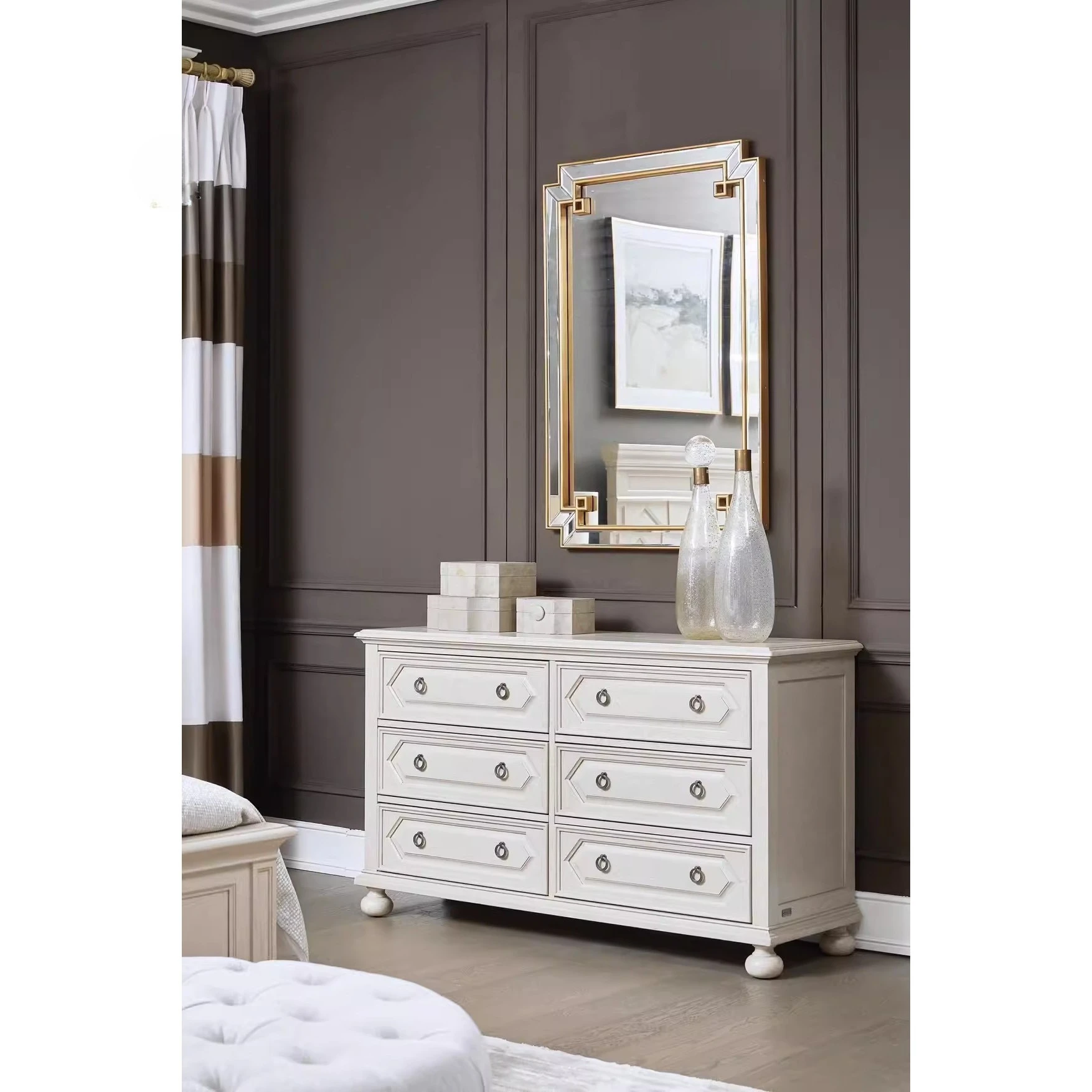 Meuble TV moderne et simple en bois massif d'amérique du nord, meuble TV en chêne à six coffres, vente directe d'usine, meuble de rangement pour salle à manger