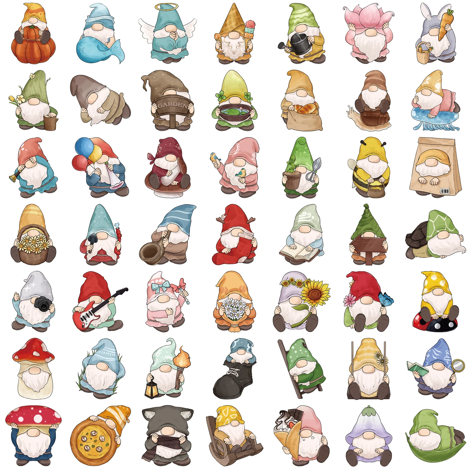 Dos desenhos animados Gnomes Anão Decalques, Graffiti Adesivo, Bagagem, Telefone, Caderno, Parede, Quarto, Carro, Decoração, Kawaii, 50Pcs