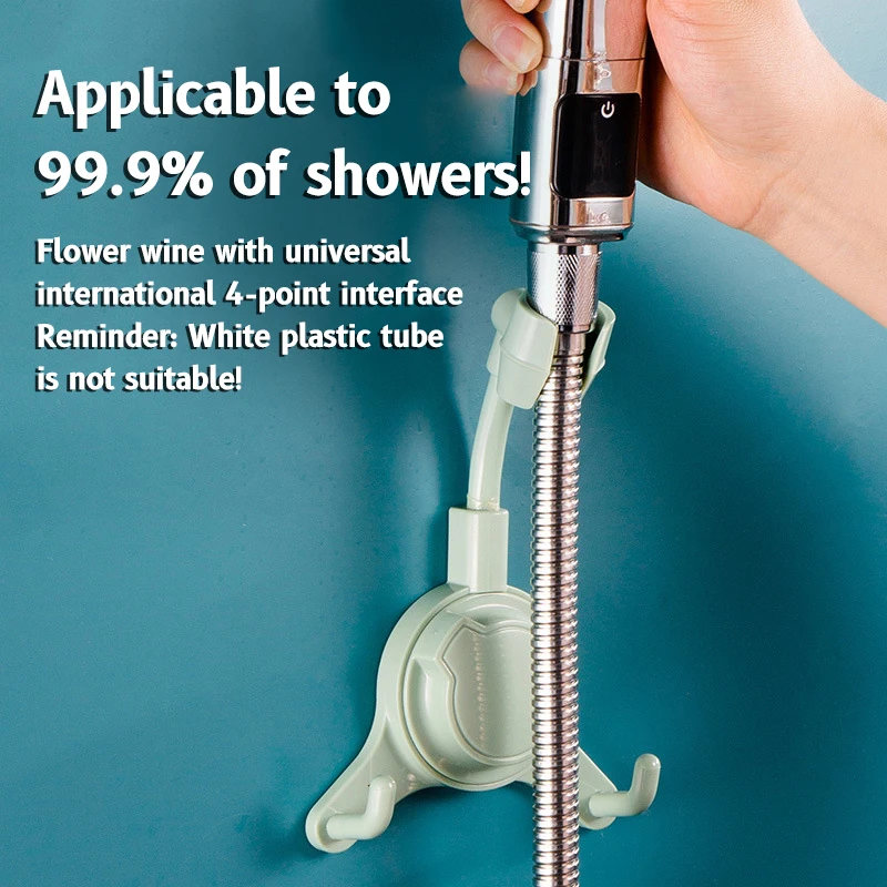 Universal 360° Shower Head Holder Adjustable Self-Adhesive Shower Head Bracket Wall Mount With 2 Hook Stand Bathroom Accessories