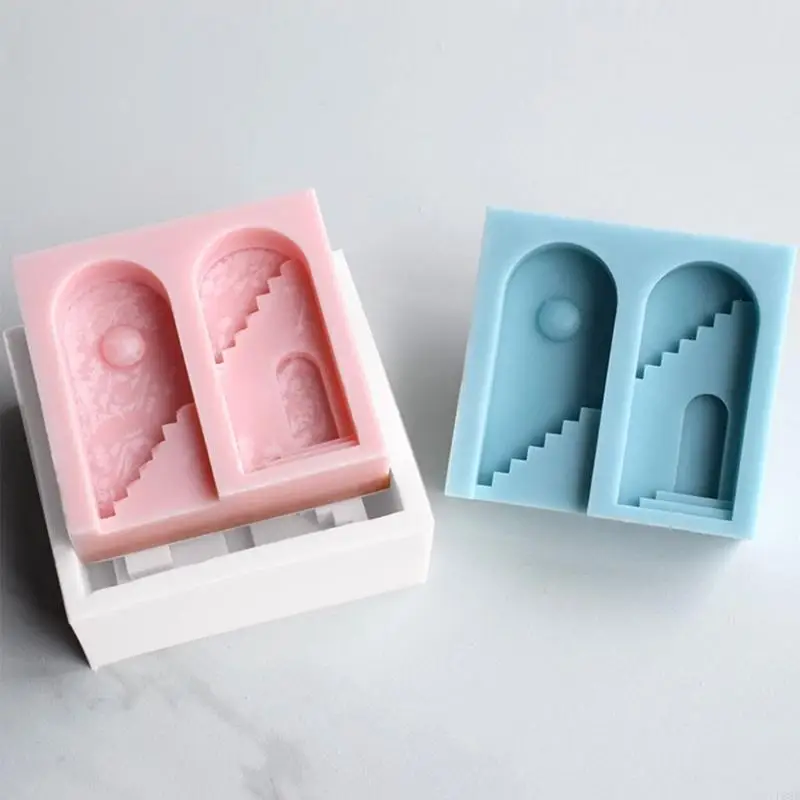 F68D Silicone Scented Moulds Clay Mould Crafts Molds Arch Ladder Shaped Soap Mold Silicone Material for Hand-Making