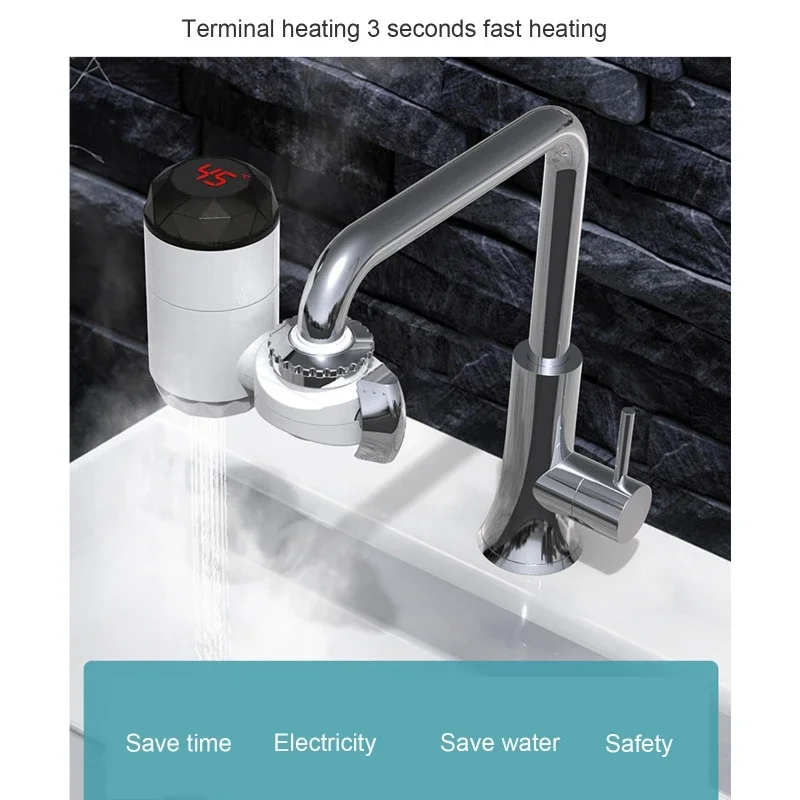 Instant Shower Water Heater Tankless Faucet Heater Kitchen Rapid Heating  Faucet with  Digital Display