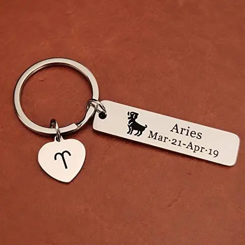 Stainless Steel Constellation Key Rings  Pendant Zodiac Signs Keychain DIY Jewelry Gift
