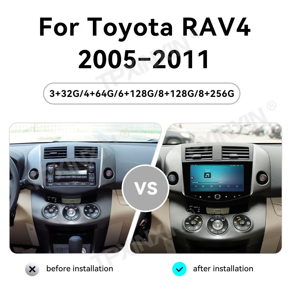 For Toyota RAV4 2005 -2012 Android Car Radio Multimedia Video Player Wireless Carplay Autoradio Stereo GPS Navi Head Unit Screen