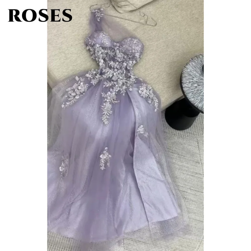 Sukienki na studniówkę w kolorze różowym, zielone, z plisami, na jedno ramię, tiulowe suknie wieczorowe bez rękawów, zdobione aplikacjami, sukienki na imprezę, szyte na miarę.