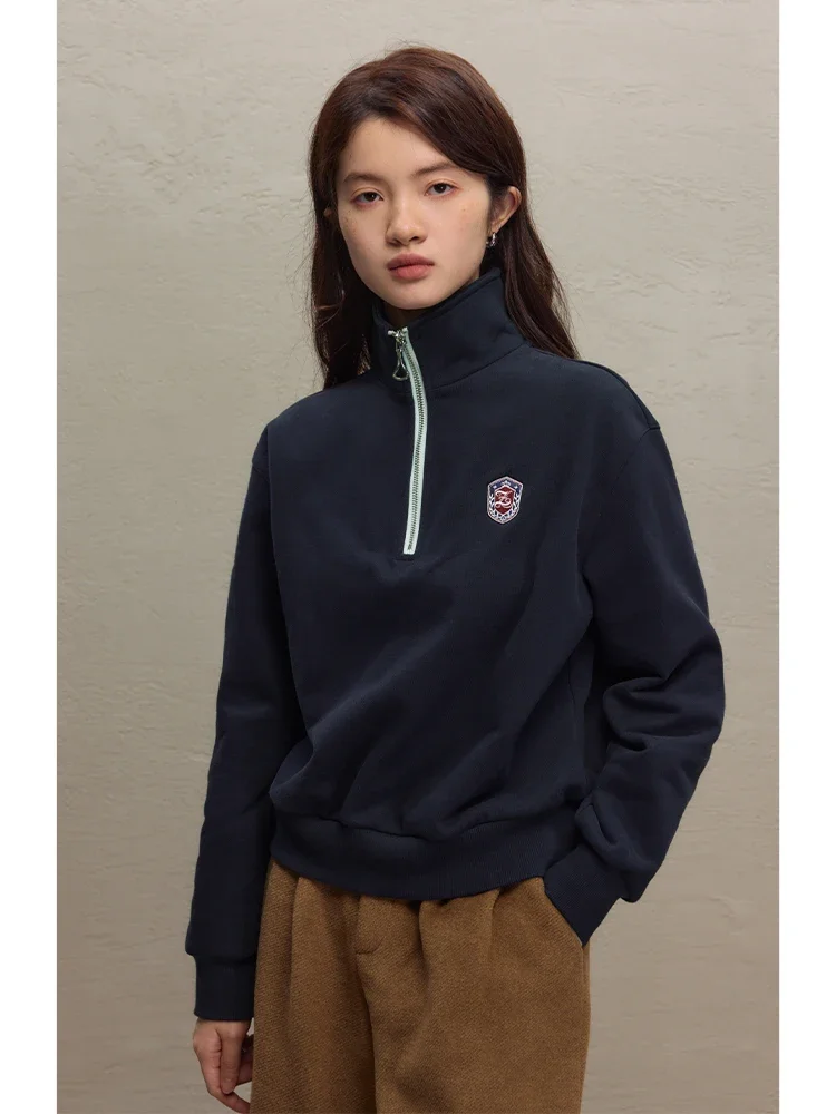 ZIQIAO Retro American Academy Style Maglione delle Donne 2023 Autunno Inverno Nuovo Mezza Pull Catena Polo Collo Magliette e camicette Per Le Donne