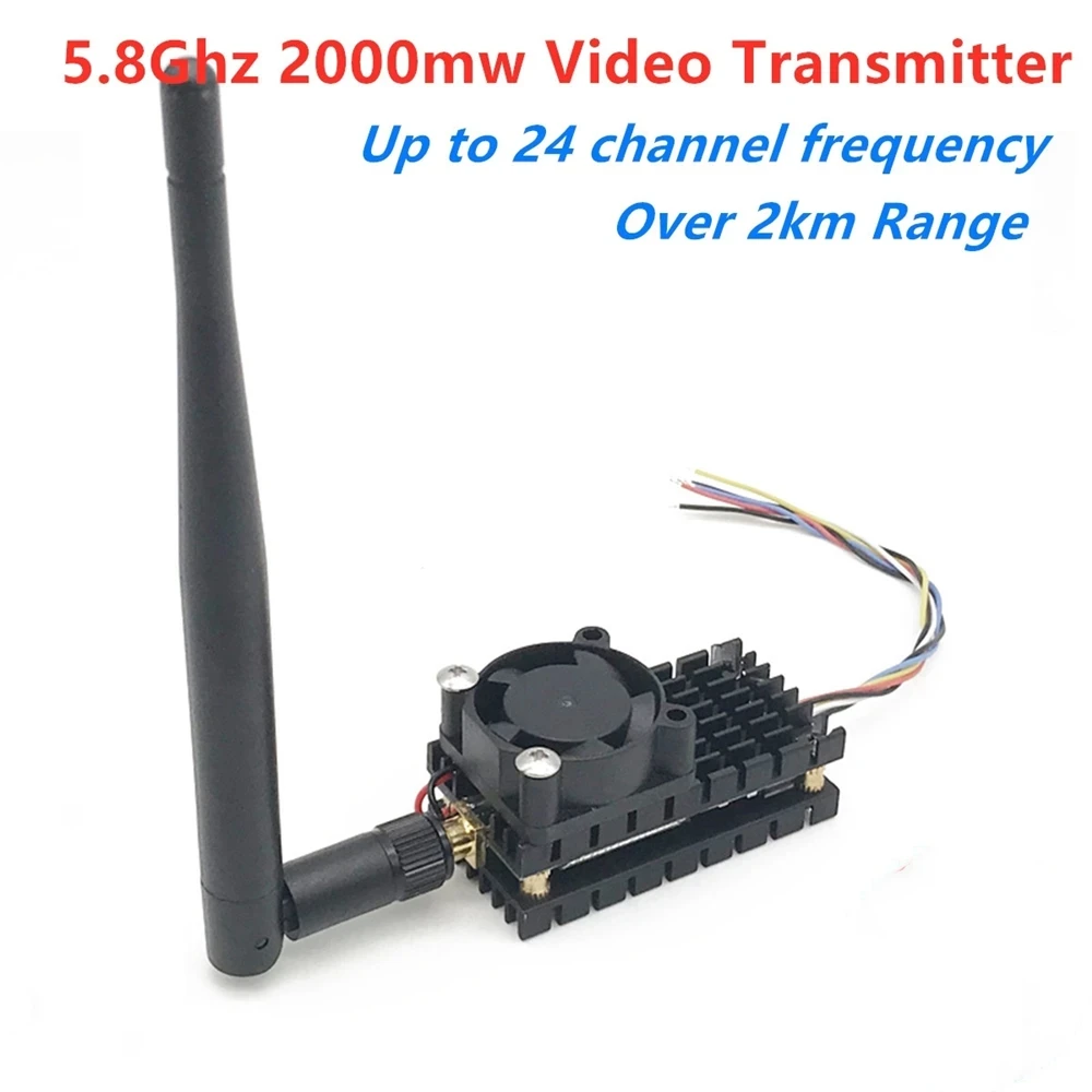 Over 2Km Range 5.8Ghz 2W FPV Wireless Transmitter TS582000 5.8G 2000MW 8CH Video AV Audio Sender