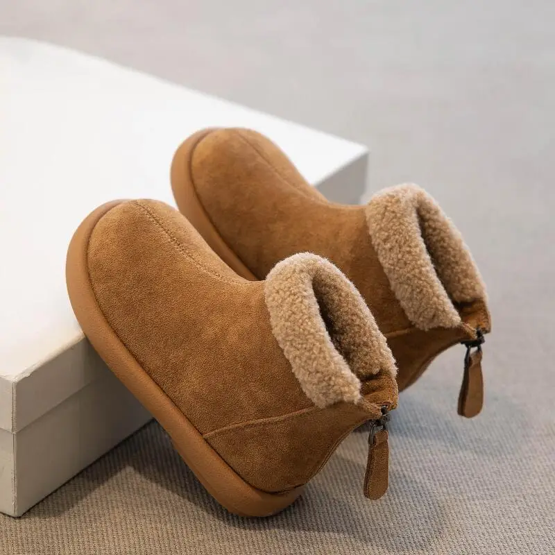 

Child Winter Cotton Shoes Girl Thicken Ankle Boots Keep Warm Outdoors Versatile Boy Kawaii Cute Fashion New Style Casual Shoe