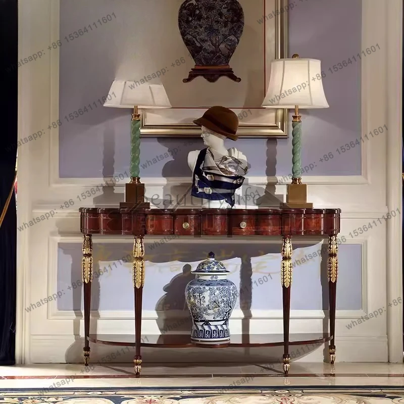 English solid wood against the wall, entrance table, bar case, living room, classical sofa back, a few objects