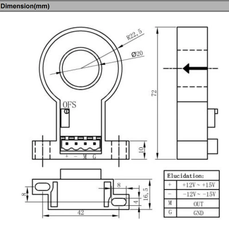 DC leakage current sensor QNLC1 10mA 20mA 50mA 100mA 300mA 600mA 1A / 5V 4V current transformer hall effect current transducer