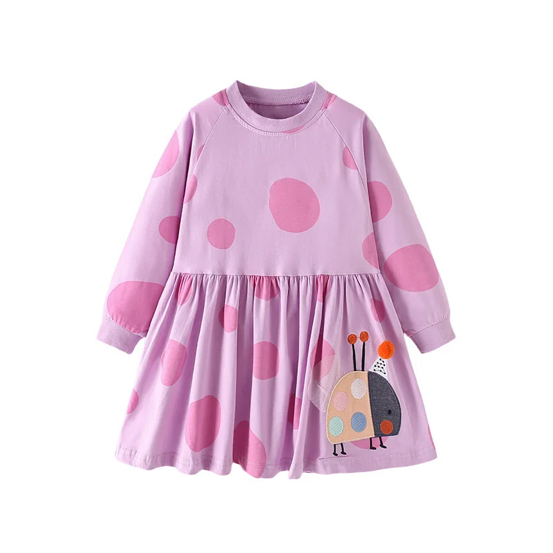 Jumping Meters 2-7T Long Sleeve Princess Girls Dresses Animals Ladybug Autumn Spring Hot Selling Birthday Party Dresses