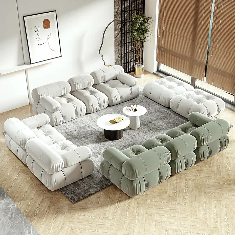 Latest Design Cloth Art Sofa Cream Style INS Simple Technology Flannelette Sofa Designer Middle Modular Block Furniture