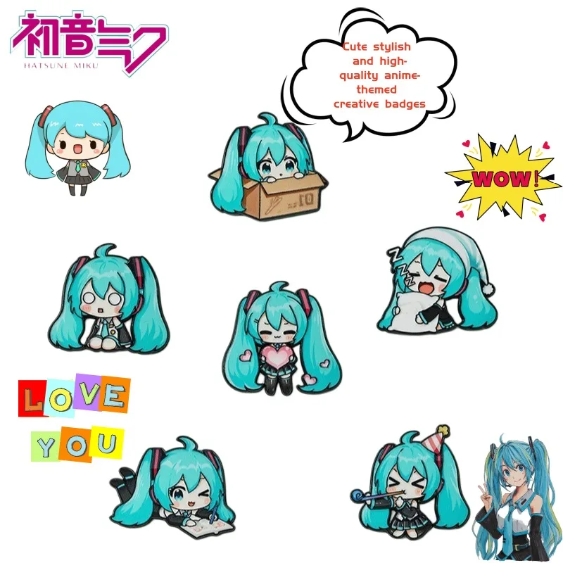 Anime Cartoon Hatsune Miku Badge Q Version Cute Style Creative Alloy Brooch Suitable for Backpack Pen Bag Accessories Decoration