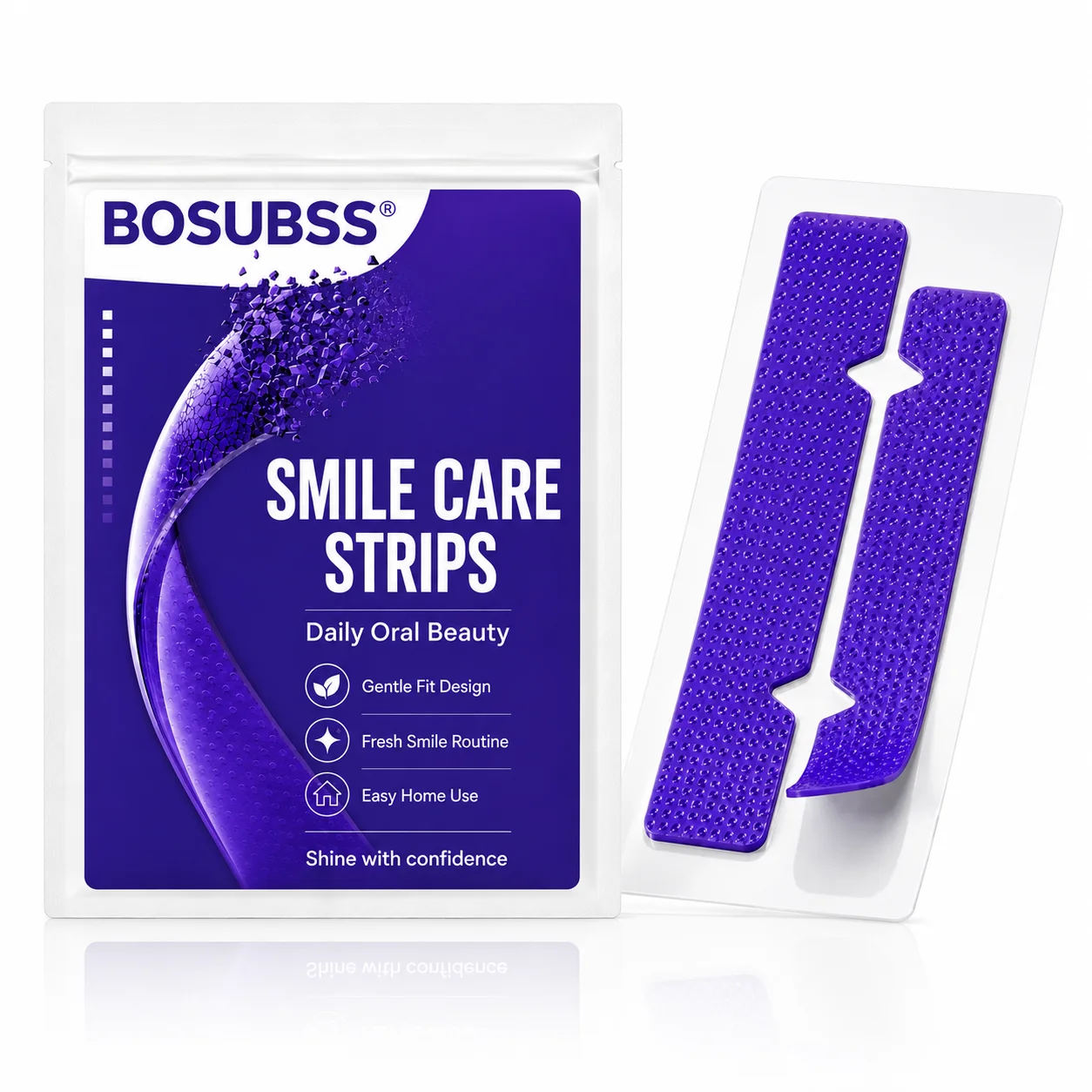 1Pair Purple Smile Care Strips, Upper and Lower Oral Beauty Strips with Flexible Fit, Easy-Peel Design for At-Home Smile Routi