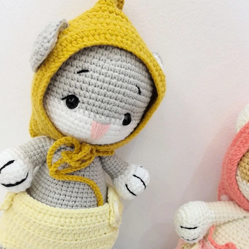 Handmade Crocheted Wool Dolls Cat Dolls Plush Toys Sleeping Dolls for Kids Baby Birthday Present
