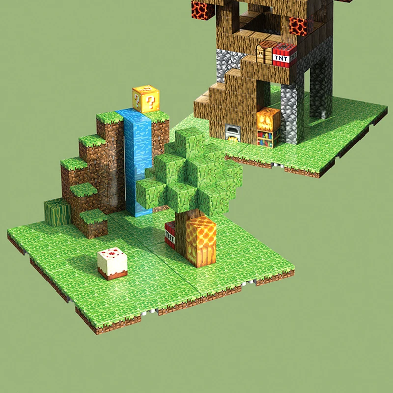مكعبات بناء مغناطيسية ذاتية الصنع ألعاب جذعية مع مجموعة بناء تعليمية بنمط عشوائي من الألغام الأساسي لهدايا الأطفال والأولاد