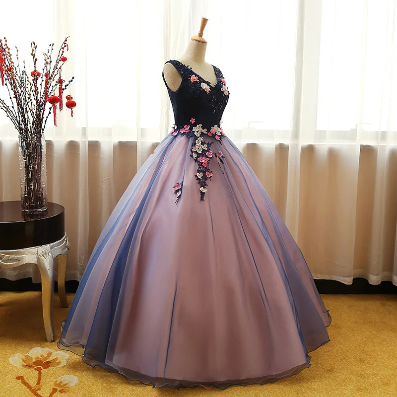 3D bunga renda applique gaun Quinceanera korset 2024 gaun pesta Prom untuk anak perempuan vestido de 15 quincealeras jubah 15 tahun