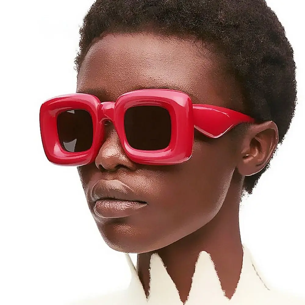 Fashion Unique Eyewear Y2K Sunglasses Square Sun Glasses Red Yellow Women Shades