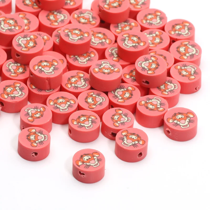 20/50pcs 10mm Cartoon Animation Red Polymer Clay Beads Loose Spacer Beads for Jewelry Makeing DIY Handmade Necklace Accessories