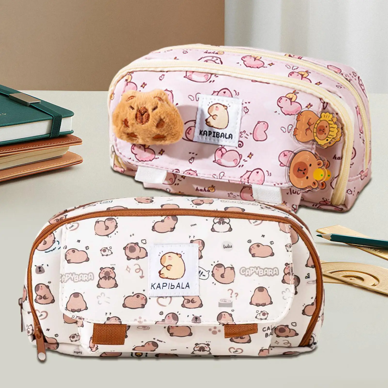 Капибара пенал большой емкости пенал широкий открывающийся рот держатель для канцелярских принадлежностей аксессуары чехол эстетическая сумка для