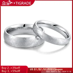 TIGRADE 4mm 6mm Titanium Ring Dome Brushed Special Scratch Design Wedding Band Comfort Fit Size 5-13