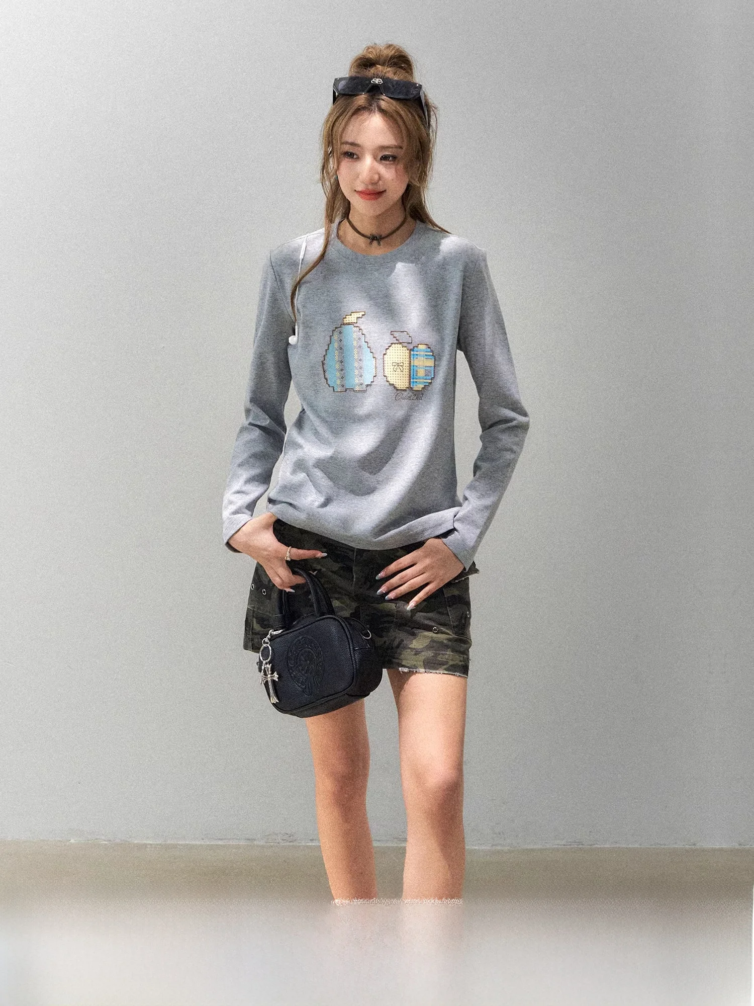 

Женская приталенная футболка с длинным рукавом и фруктовым принтом, тонкая, до плеч, для ранней осени, быстросохнущая, с защитой от солнца