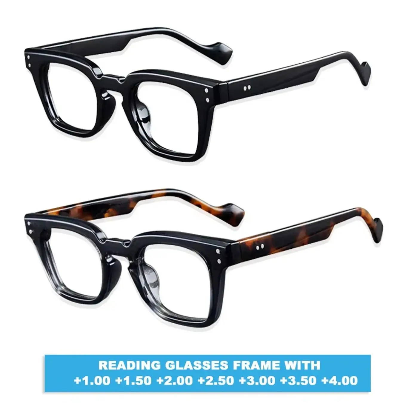 Trendige 2026 Großrahmige Quadratische Lesebrille Vintage Mode Alterssichtbrille Unisex Retro Brillen Optische Lesehilfen 0-4.0