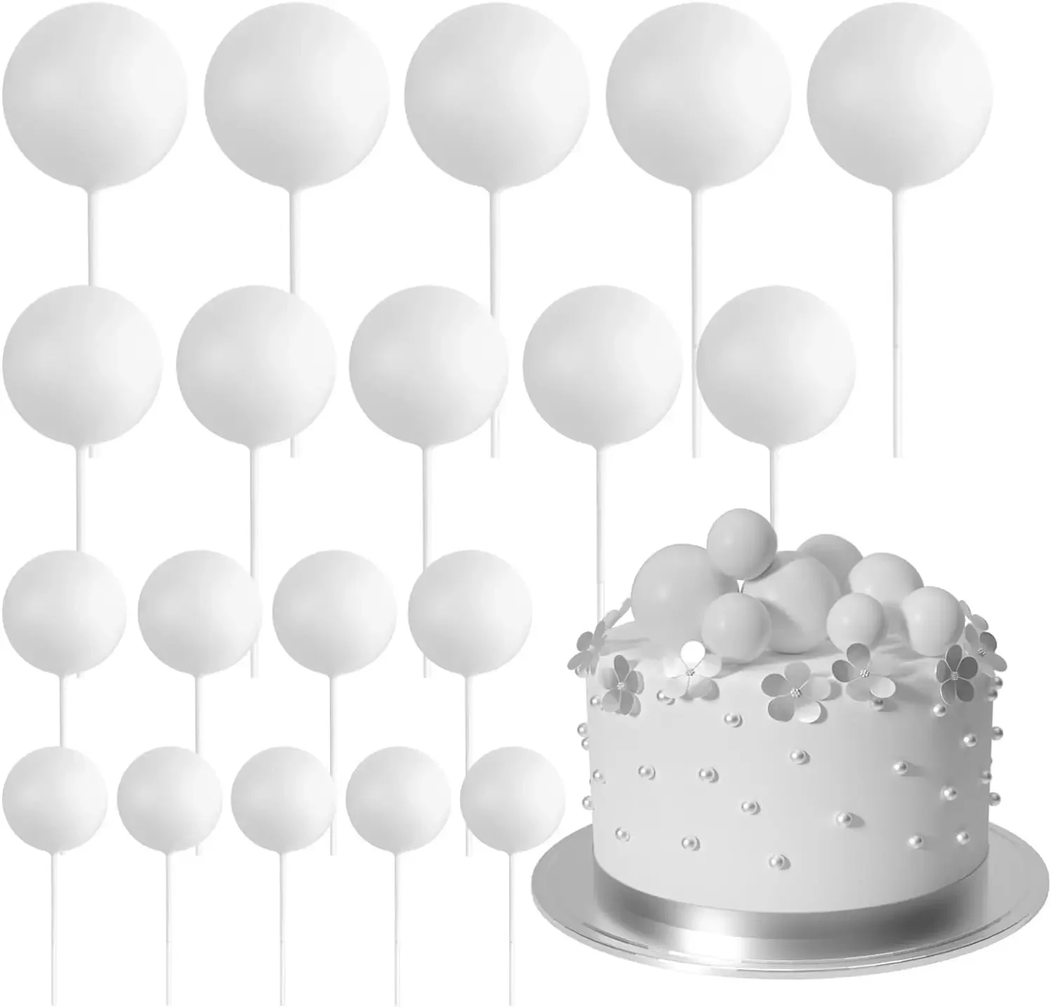20-teilige Mini-Ballon-Kuchenaufsatz-Dekorationen mit goldenen Kugelpicks – festliche Kuchendekoration für Feiern