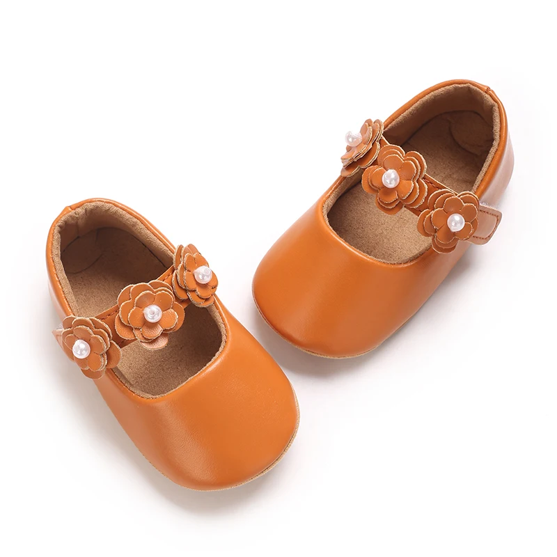 Baby Girls Princess Shoes Soft PU Leather Flower Non-slip Bottom First Walker Shoes Toddler Shoes