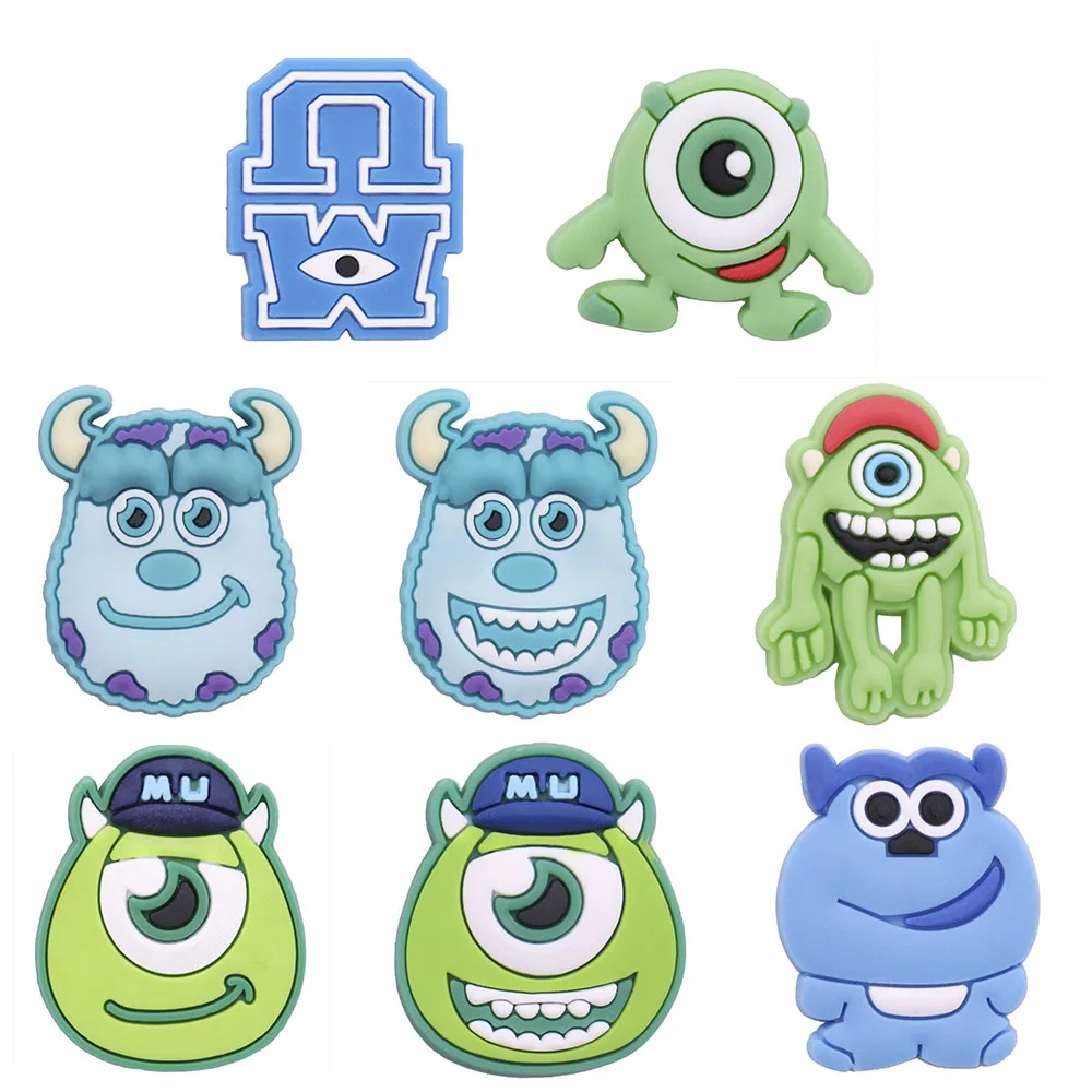 1-8PCS Miniso Disney Monsters, Inc Sullivan PVC Shoe Charms For Clogs Pins Hole Slipper Decoration Sandals Shoes Accessories