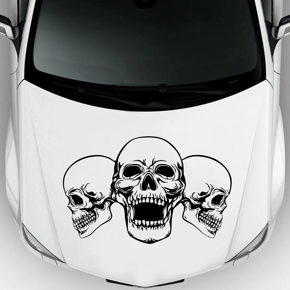 

Three Skulls Car Hood Sticker Decal Bumper Body Side Auto Vehicle Horror Skull Vinyl Decor