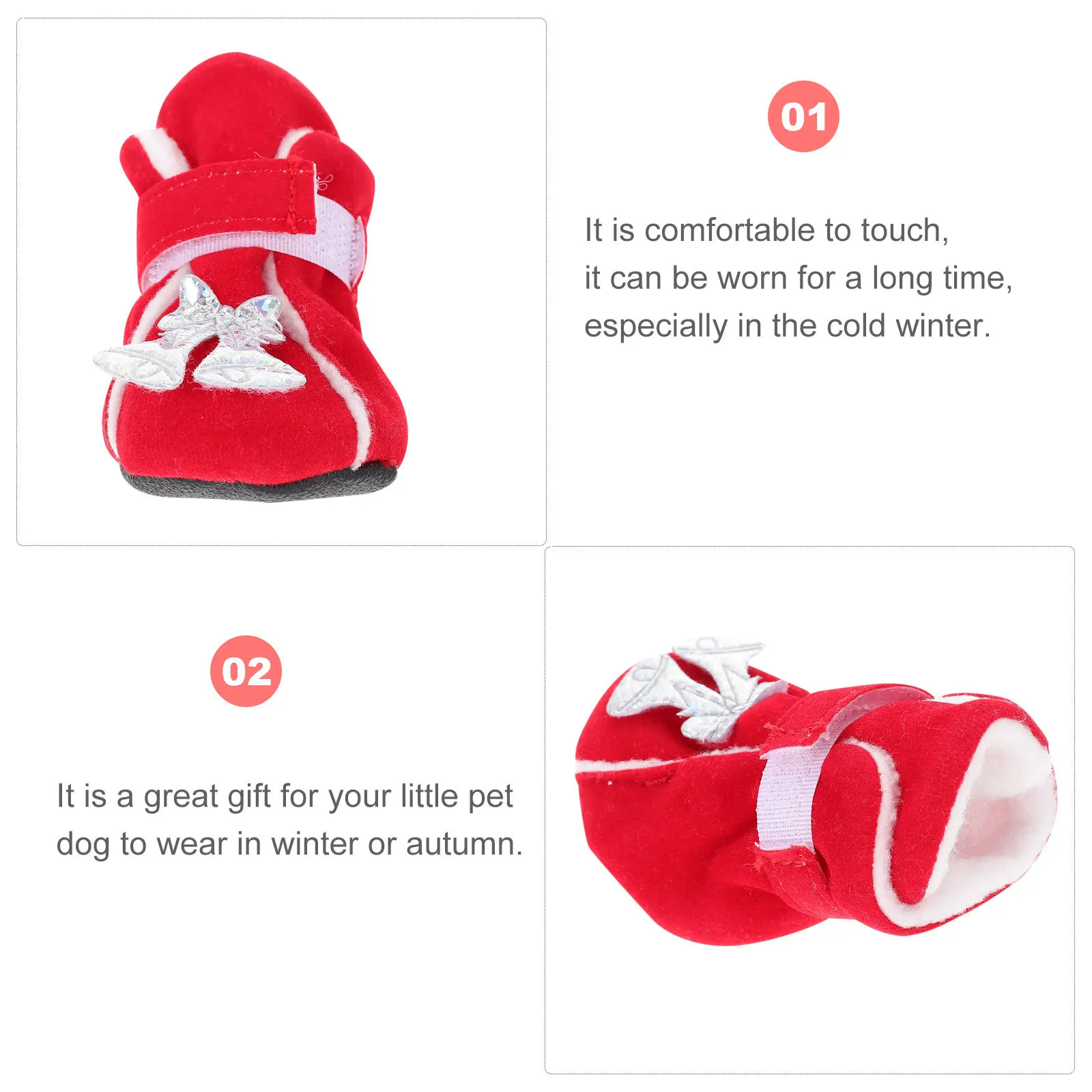 

4Pcs Pet Winter Shoes Christmas Dog Warm Boots Puppy Paw Protection Anti-Skid Outdoor Dog Paw Protectors Pet Winter Shoes