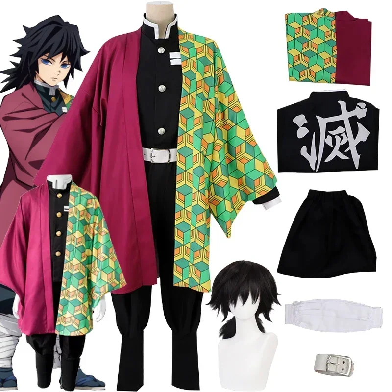 

FC6Anime Tomioka Giyuu Cosplay Demon Slayer Kimetsu No Yaiba Cosplay Costume Kimono Uniform Tomioka Giyuu Wig Halloween Clo@FC8！