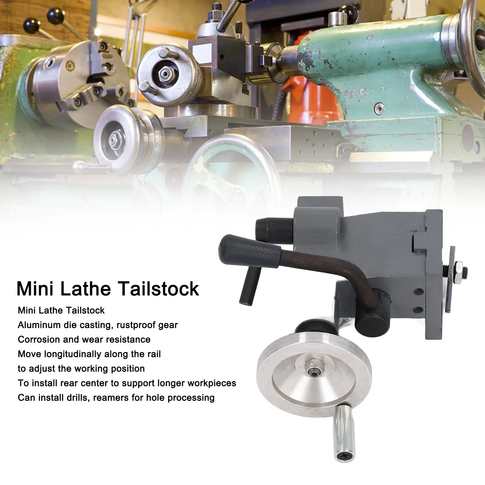 

Mini Lathe Tailstock Rear Center Mount Tailstock Replacement for 7x12 7x14 0618 CJ18A Mini Lathe Machine