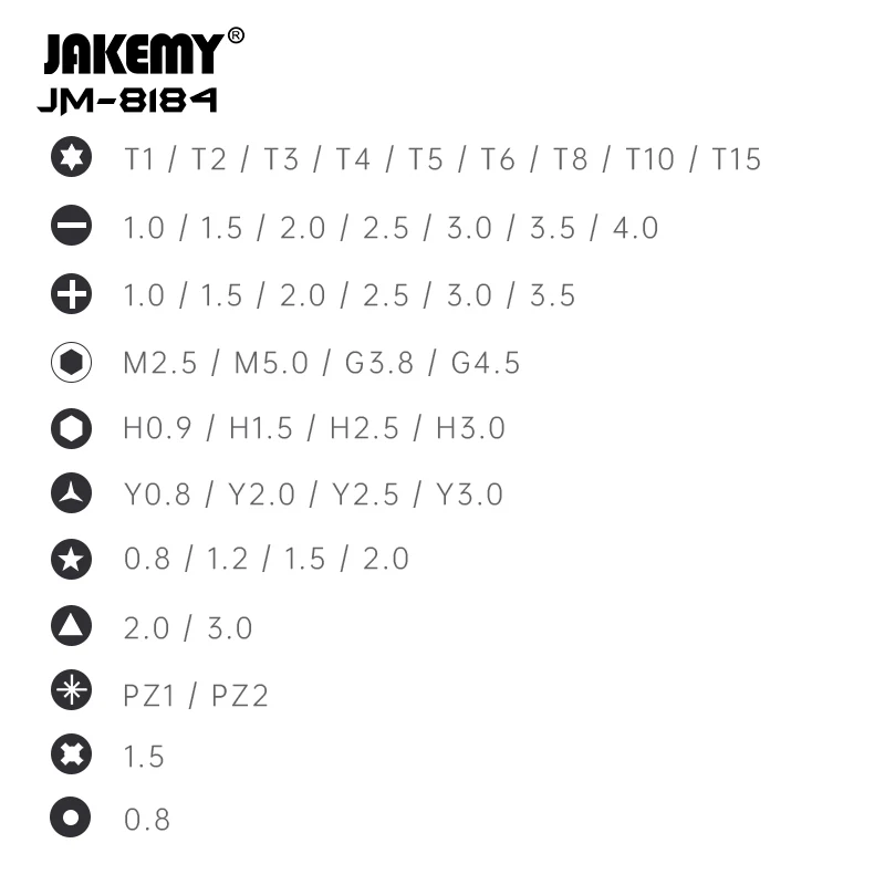 Jakemy JM-8184ชุดไขควงแม่นยำ CR-V แม่เหล็ก, ฟิลิปส์มีช่องทอร์กสำหรับโทรศัพท์มือถือแล็ปท็อปพีซีเครื่องมือซ่อมแซม