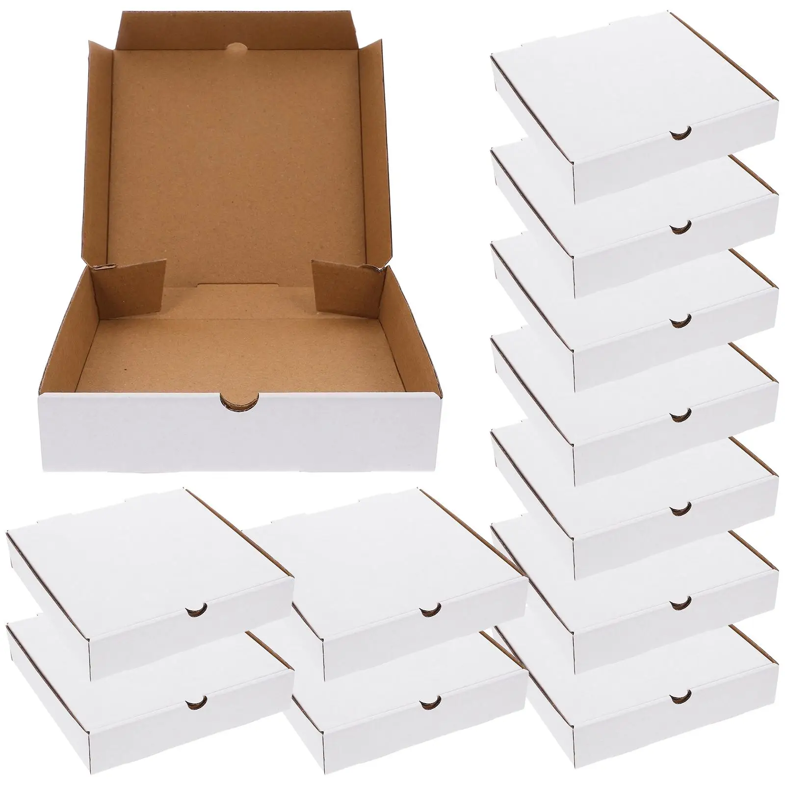 30 Pcs White Kraft Pizza Boxes Reusable Takeout Containers Freshness Storage Corrugated Cardboard Bulk Packaging