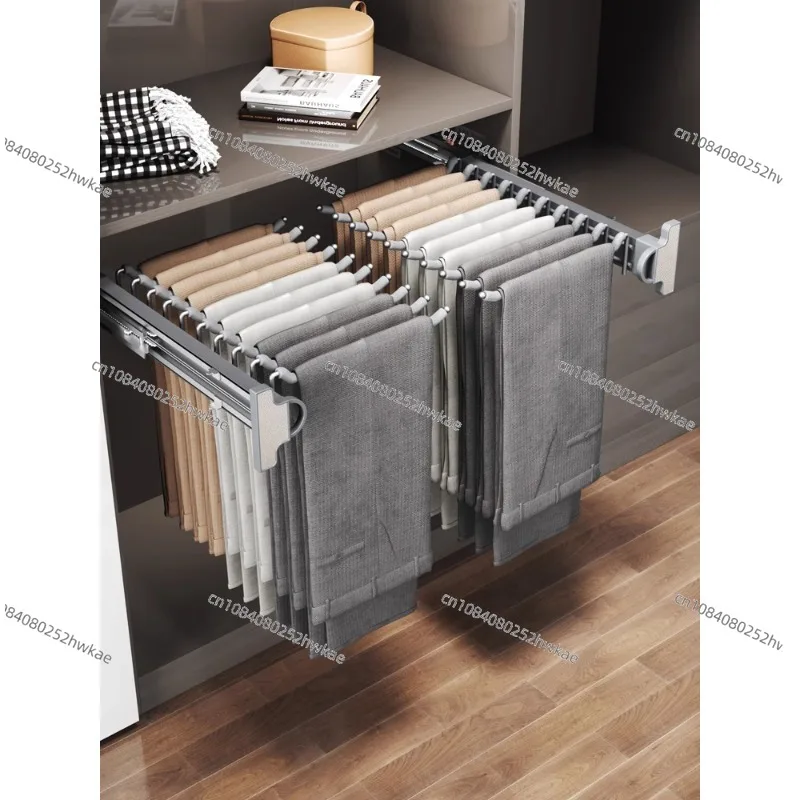 It Is Suitable for Trouser Rack Telescopic Wardrobe Household Built-in Slide Rail Pull-out Cabinet with Anti-skid Pull Basket