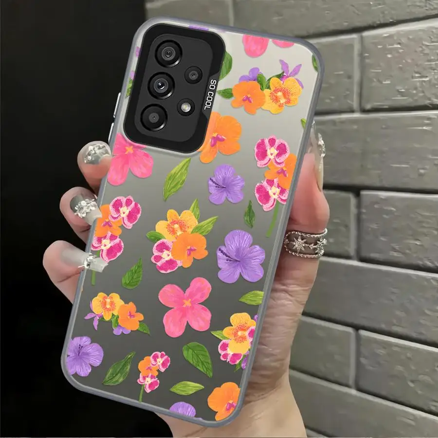 Case for Samsung Galaxy A06 A07 A03 A72 A50 A04 A05 A51 A52 A56 A54 A71 A10 A20 Back Phone Cover Fruit Flowers