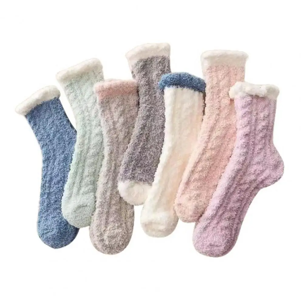 

Warm Mid-tube Socks Cozy Winter Thermal Plush Slipper Socks for Women Soft Fuzzy Floor Socks for Warmth Comfort at Home