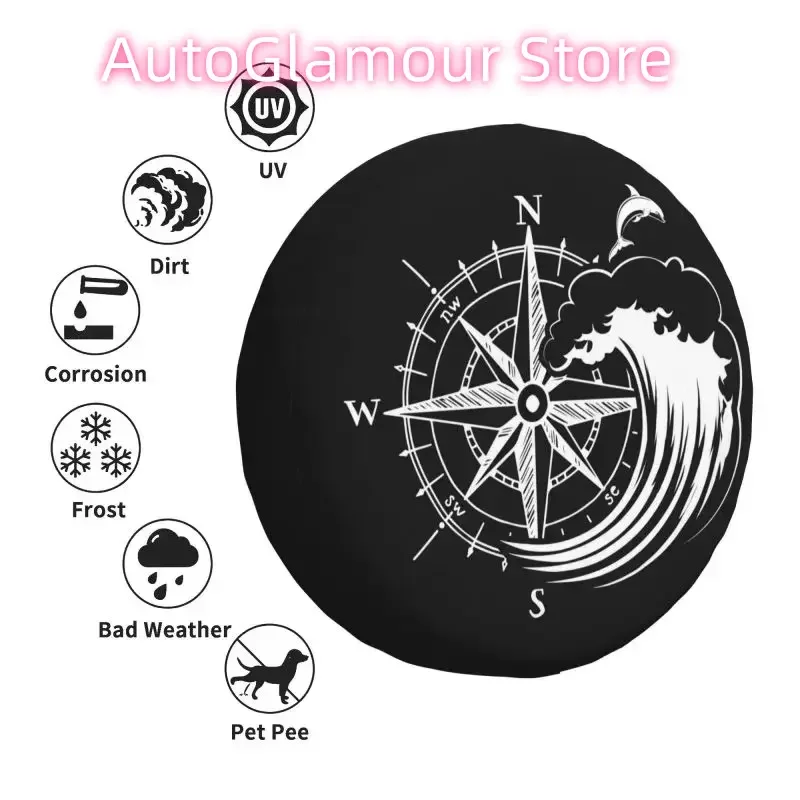 مخصص دولفين البوصلة تخييم غطاء الإطار الاحتياطي ل جيب رانجلر كامبر 4WD 4x4 SUV حماة عجلة السيارة 14 "15" 16 "17" بوصة