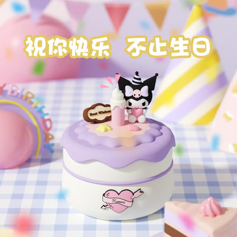 

Ночник Sanrio Kuromi, милая аниме мультяшная модель торта на день рождения, мягкая силиконовая Индукционная лампа, Детские модные подарки