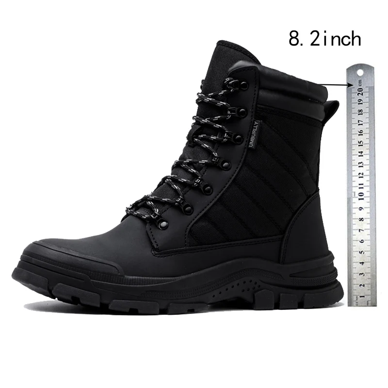 Men Work Safety Boots Outdoor Military Boots Anti-smash Anti-puncture Industrial Shoes Men Zipper Boots Indestructible Boots