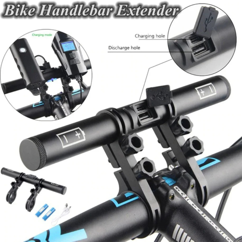 Bicycle Handlebar Extender Detachable Rechargeable Battery Powered Dual Support Extension Bracket Biking Mount