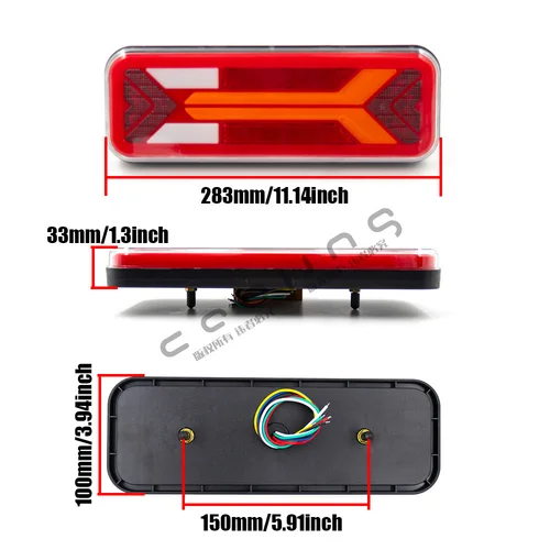 Imagen 2 del producto Luz trasera combinada LED de 12V y 24V, señal de giro, freno, lámpara antiniebla trasera, impermeable para remolque, camión, Reflector, luz de marcha atrás, 2 uds.