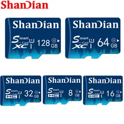 SHANDIAN-Mini carte SD intelligente avec emballage extérieur, carte mémoire Flash USB, TF, 128 Go, mobile, matin, appareils photo