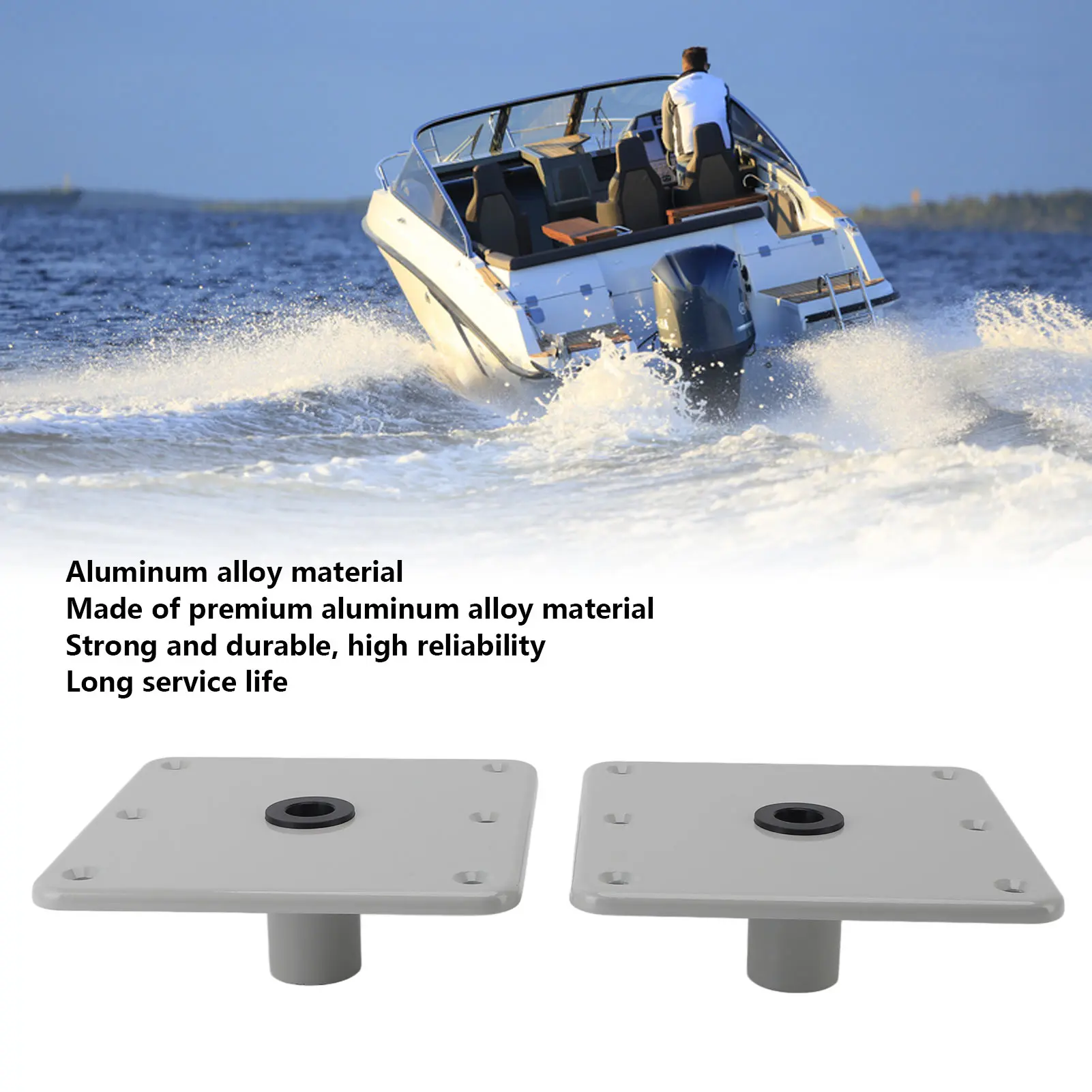 2PCS Boat Seat Bases Aluminium Alloy 6 Screw Holes 3/4 Inch Pin Post Mounting Base for Marine Boat Swivel Seats