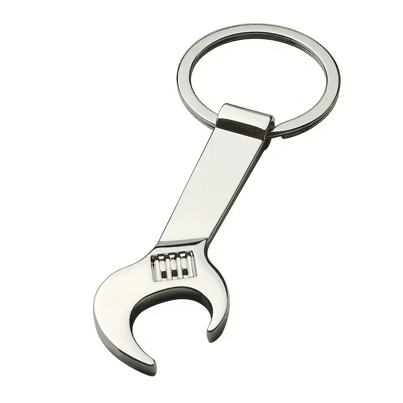 1pc Portable Keychain Bottle Opener, Metal Material, Wrench Shape