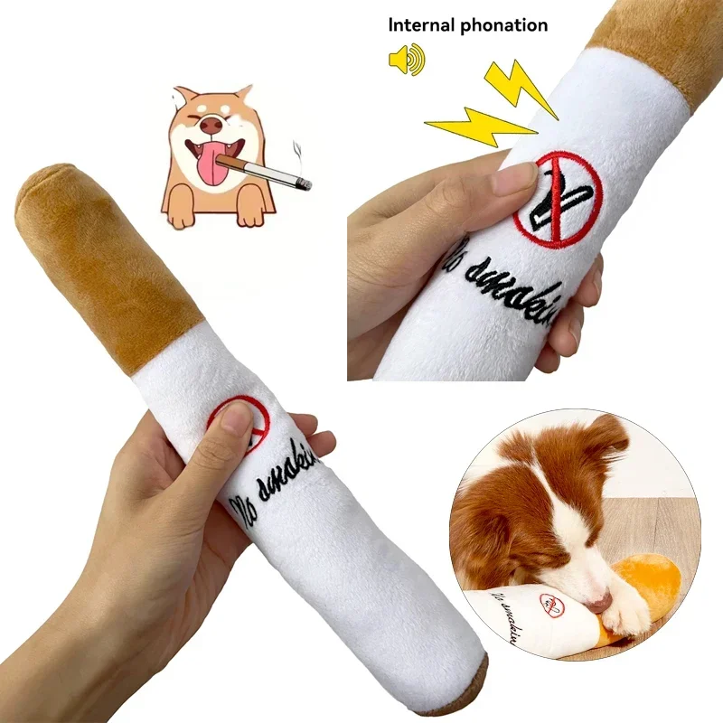 Funny Cigar Plush Toy for Pet, Big Smoke, Squeak, Fake Cigarettes, Dog Chew, Molar Interactive Game, Bite Resistant Toy