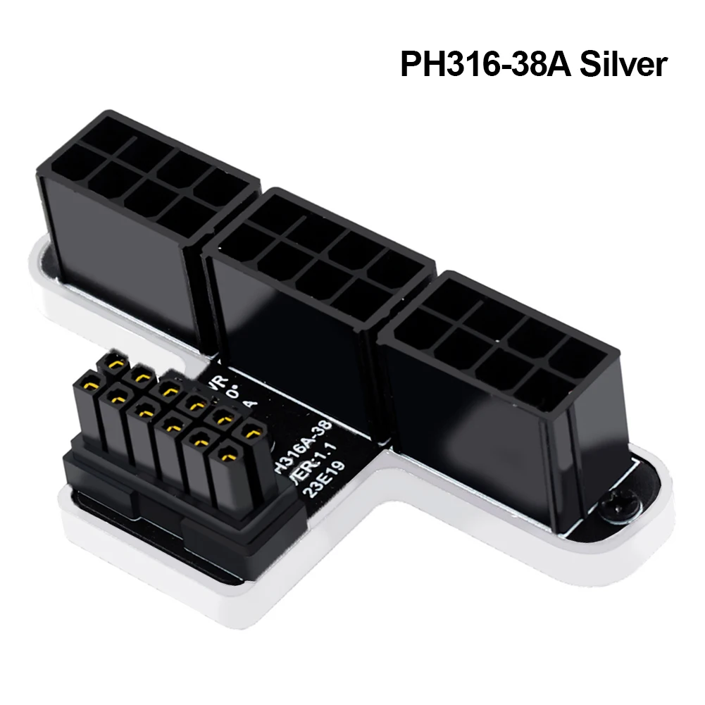 PCIE Graphics Card ATX3.0 180 Degree Turn Connector Male To Female 12+4Pin Adapter Plate 600W 3X8Pin To 40 Series for PC Desktop