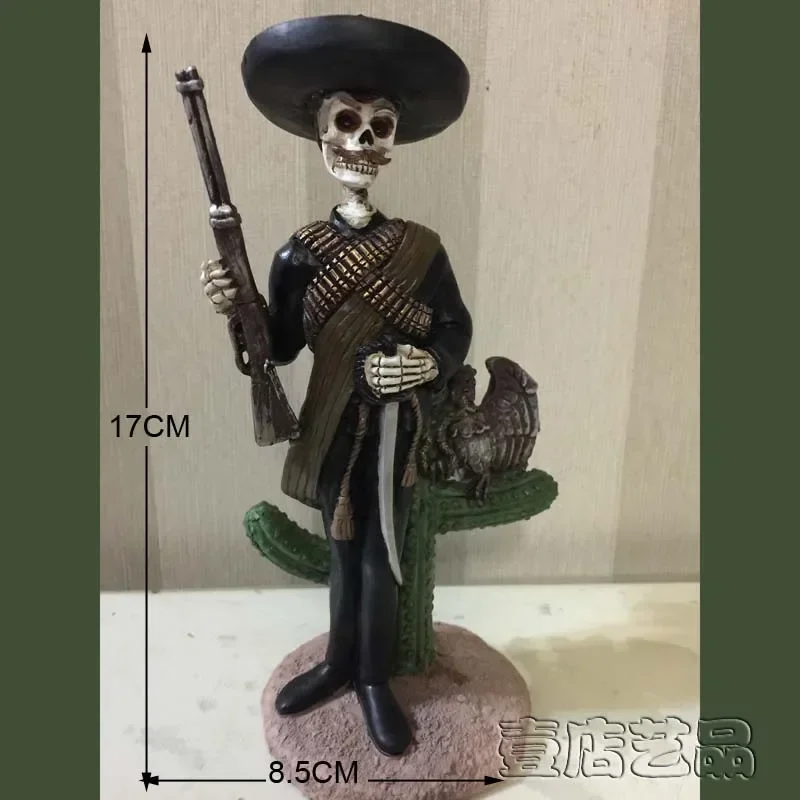 Resin Crafts Home Decorations Mexico Soldiers Skull Figurine Home Decoration Ornaments Tourist Souvenir Gifts