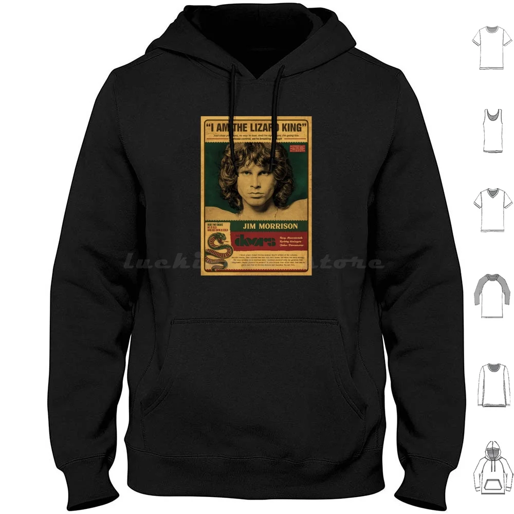 Jim Morrison-Lizard King Hoodies Long Sleeve Jim Morrison Lizard Lizard King Morrison Doors Retro Vintage Concert Band